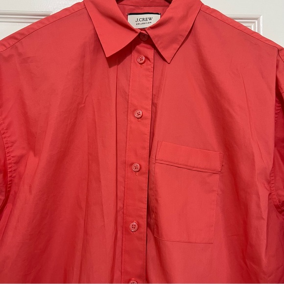 J. Crew Collection Feather-Trim Poplin Button Down Shirt in Coral Women’s Size 4 - Picture 5 of 11